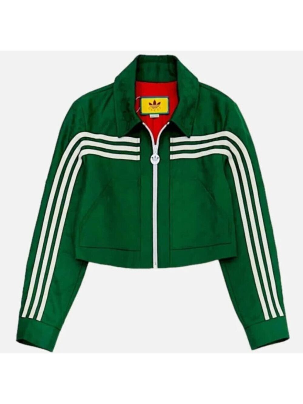 Adidas Originals Green Cropped Track Jacket NEW | Women’s 3 Stripe Zip Up